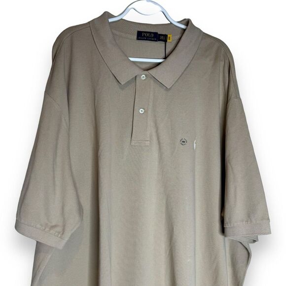 Polo Ralph Lauren Mens 5XB Short Sleeve Beige Cream Polo Shirt NWT - Picture 4 of 8